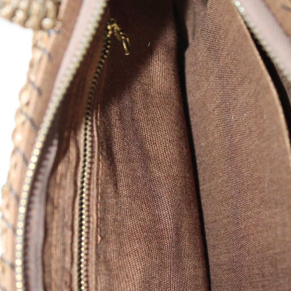 Vintage 1970's Raffia Straw Crochet Floral Embellishments Double Handled Purse - Picture 14 of 16